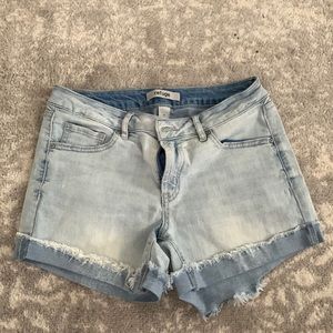 light wash denim shorts
